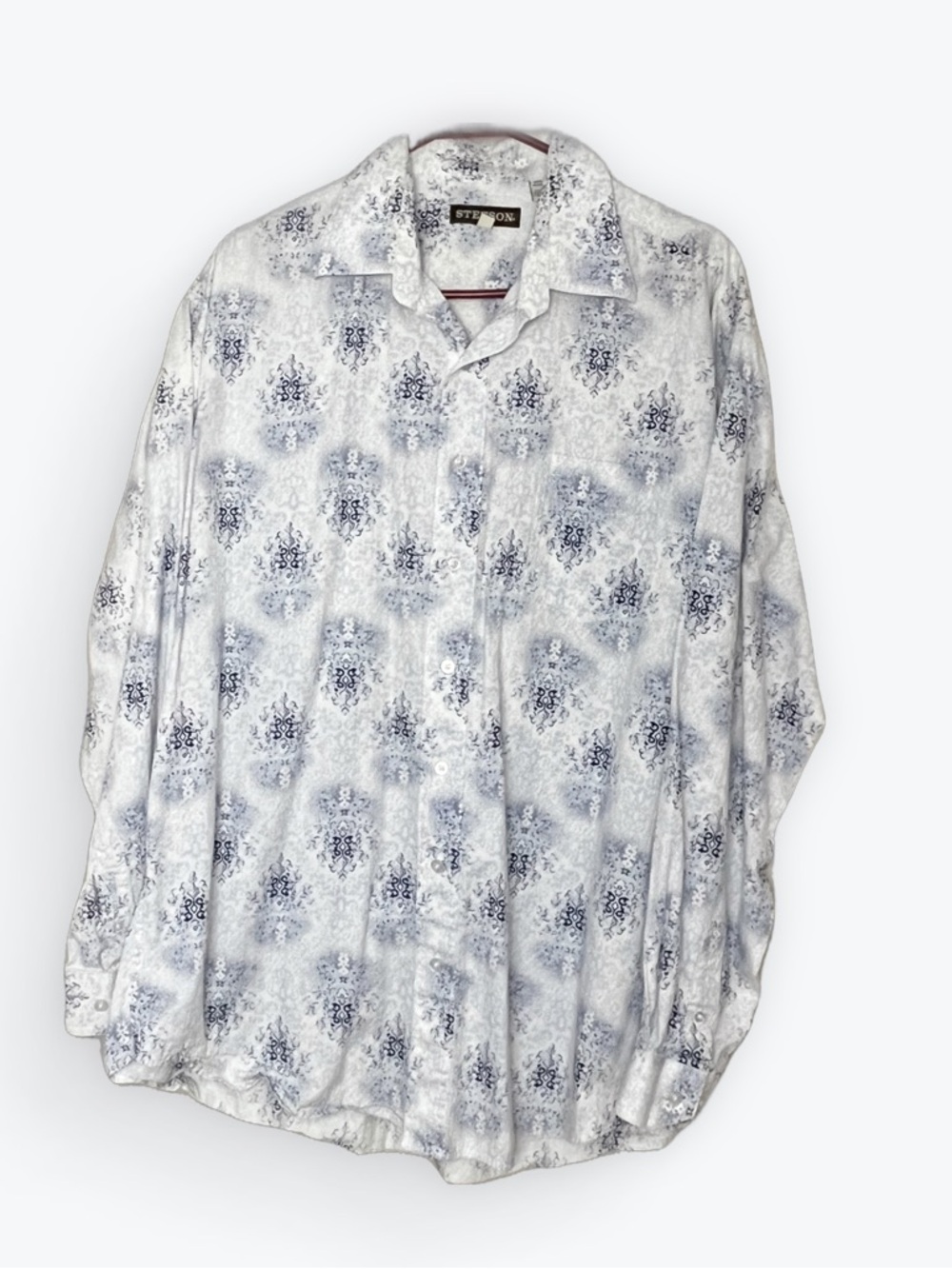 Stetson White, Light Blue and Navy Patterned Button-Down Shirt men’s XL